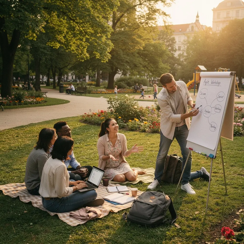 Ein Laptop zeigt eine Online-Kursplattform für Projektmanagement-Zertifikate.
